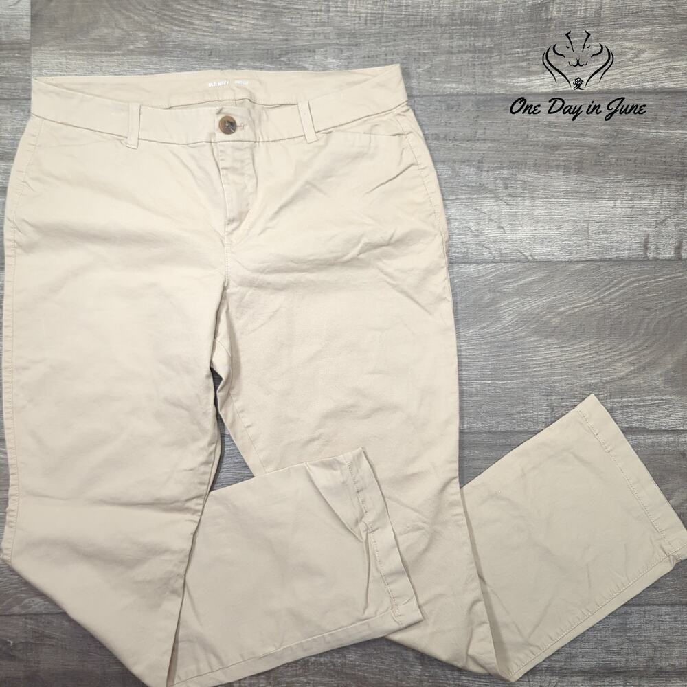 Old Navy Boot Cut Khaki Chino Pants Women's Beige Tan Size 14